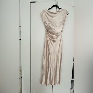 Satin Cowl Back Midi Dress